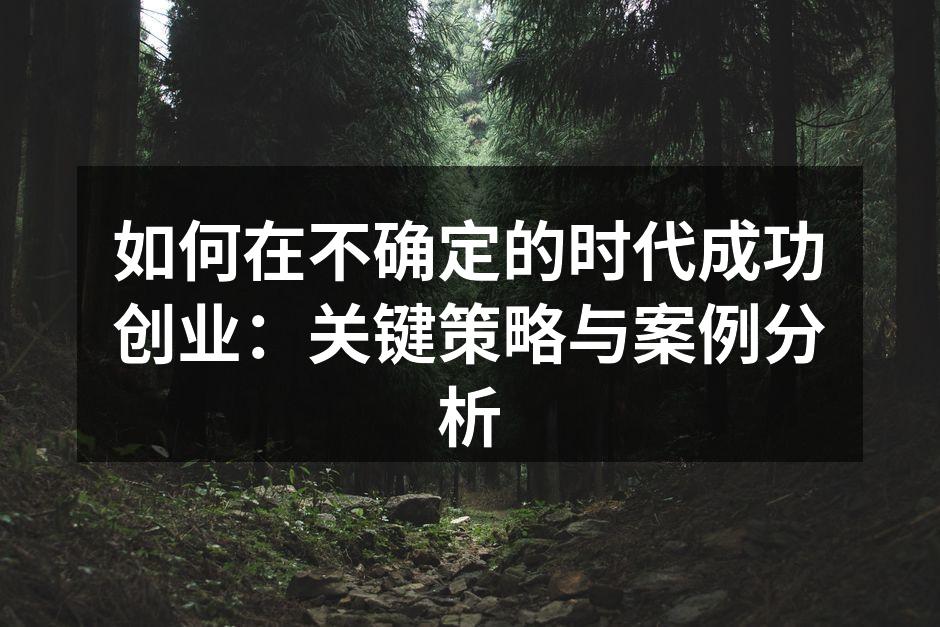 如何在不确定的时代成功创业：关键策略与案例分析